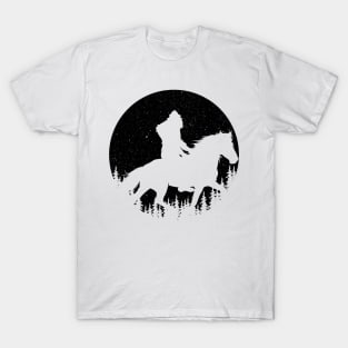 Bigfoot Riding A Horse Silhouette T-Shirt